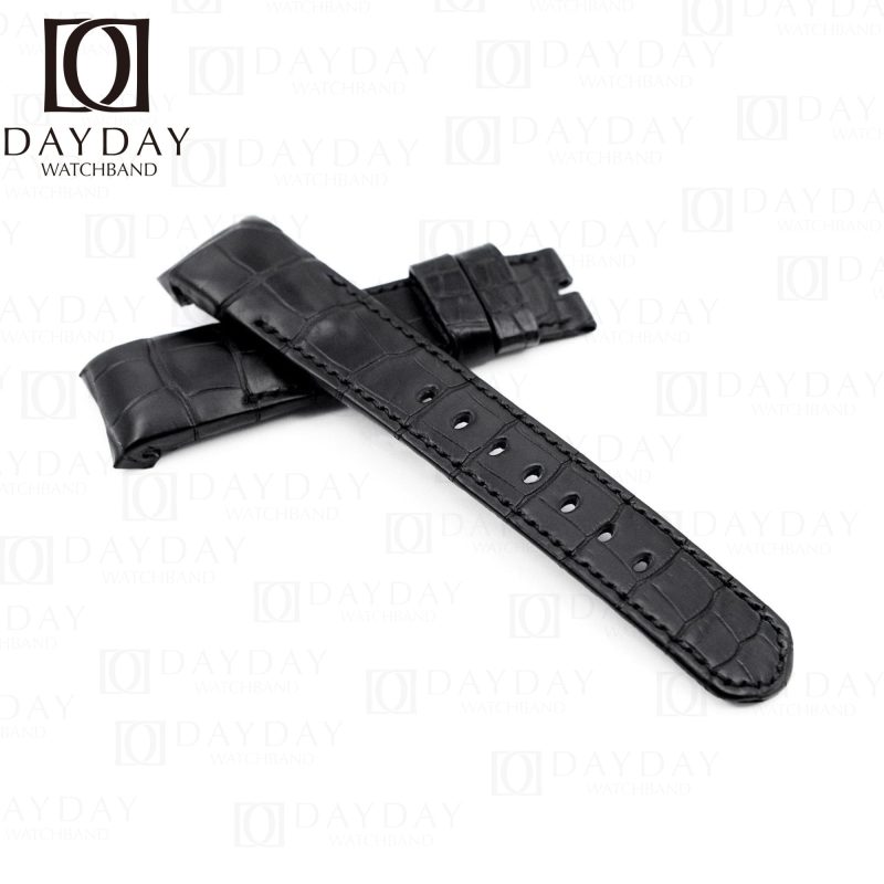 Custom handmade Replacement Black Alligator leather strap for Corum Admirals Cup watch band