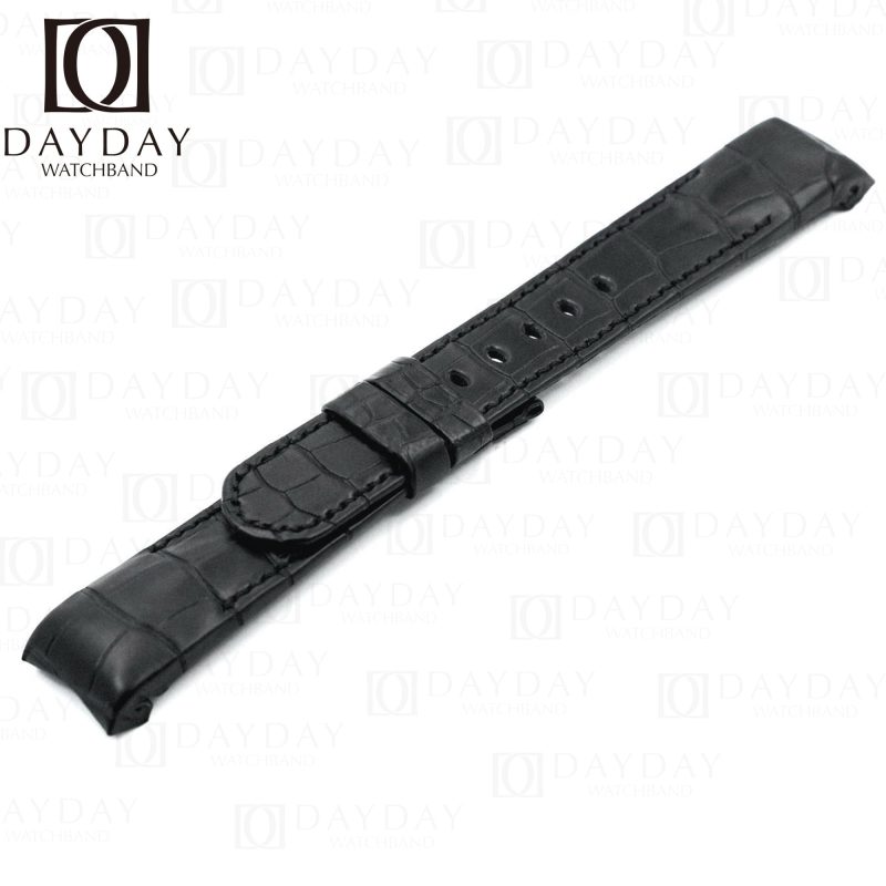 Custom handmade Replacement Black Alligator leather strap for Corum Admirals Cup watch band