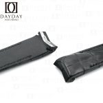 Custom handmade Replacement Black Alligator leather strap for Corum Admirals Cup watch band