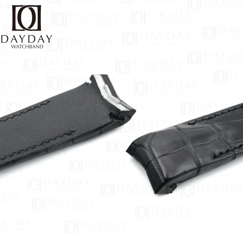 Custom handmade Replacement Black Alligator leather strap for Corum Admirals Cup watch band