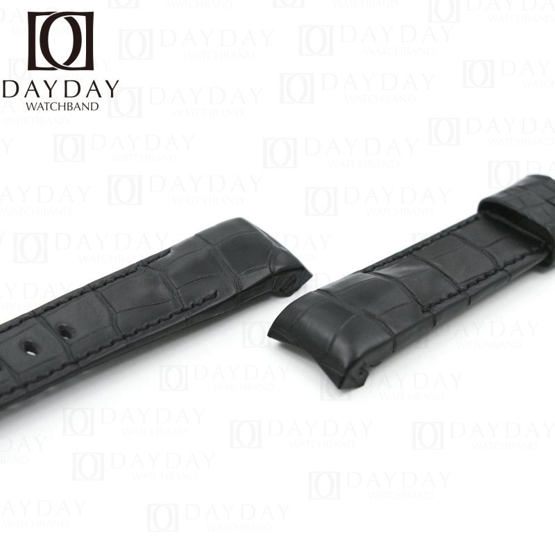 Custom handmade Replacement Black Alligator leather strap for Corum Admirals Cup watch band