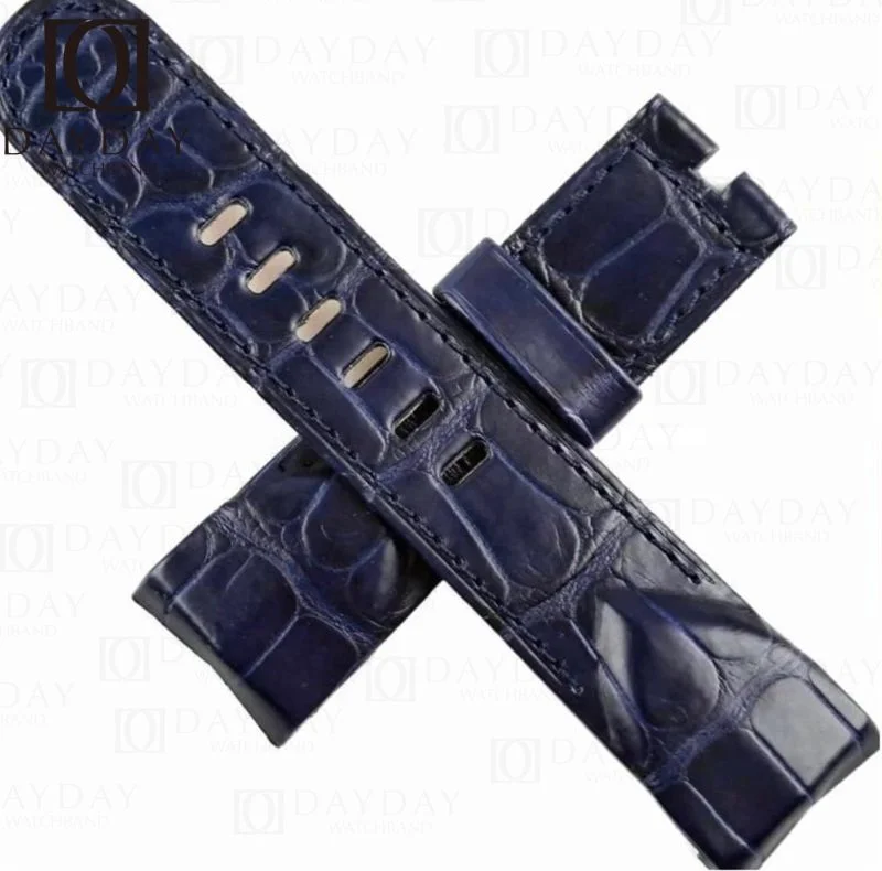 Custom-handmade-Replacement-blue-Alligator-leather-strap-for-Corum-Admirals-Cup-watch-band