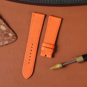 Custom handmade Single tour replacement calfskin Orange leather watch bands for Hermes straps (1)