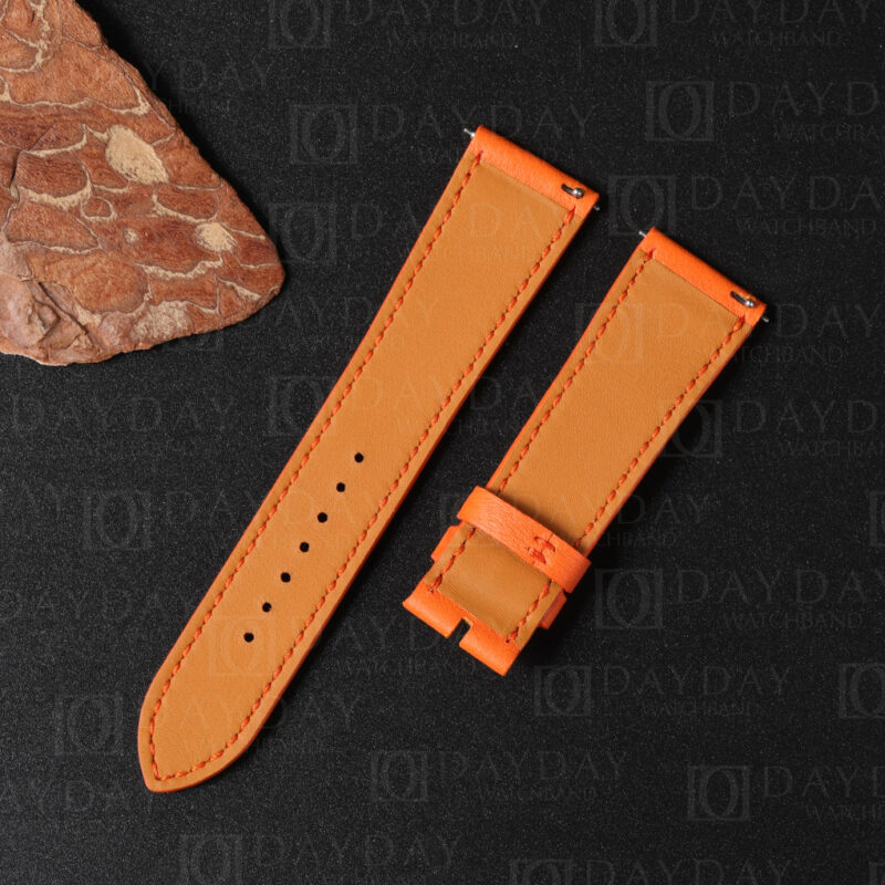 Custom handmade Single tour replacement calfskin Orange leather watch bands for Hermes straps (3)