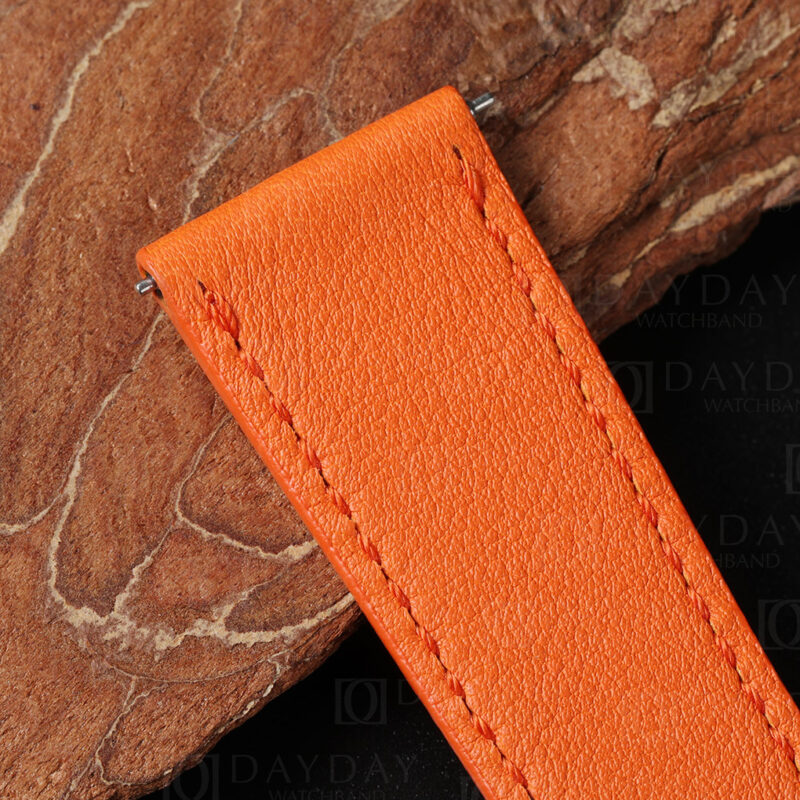 Custom handmade Single tour replacement calfskin Orange leather watch bands for Hermes straps (4)