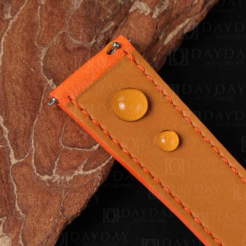 Custom handmade Single tour replacement calfskin Orange leather watch bands for Hermes straps (5)