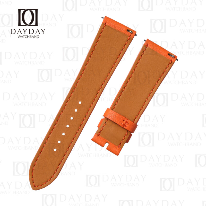 Custom handmade Single tour replacement calfskin Orange leather watch bands for Hermes straps (7)