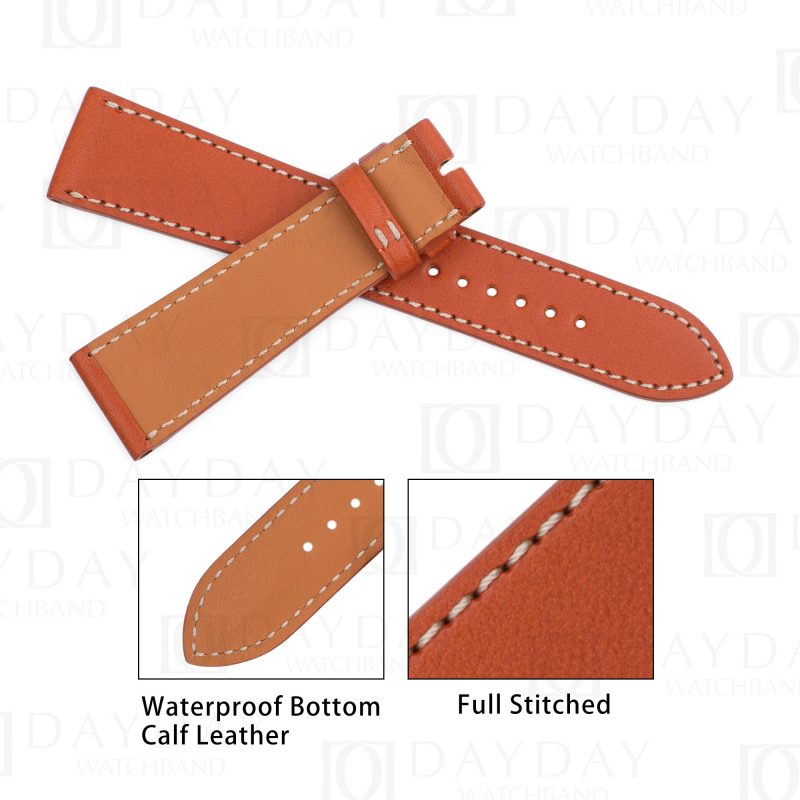 Custom handmade Single tour replacement brown calfskin leather watchbands for Hermes straps