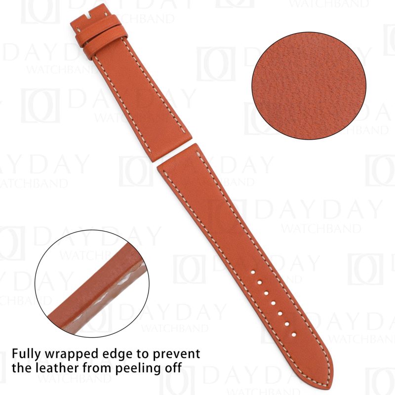 Custom handmade Single tour replacement calfskin leather brown watchbands for Hermes Cape Cod, Heure H, Arceau straps for sale aftermarket
