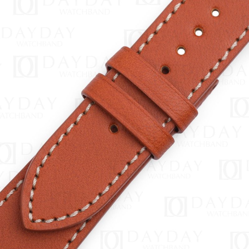 Custom handmade Single tour replacement calfskin leather brown watchbands for Hermes Cape Cod, Heure H, Arceau straps for sale aftermarket