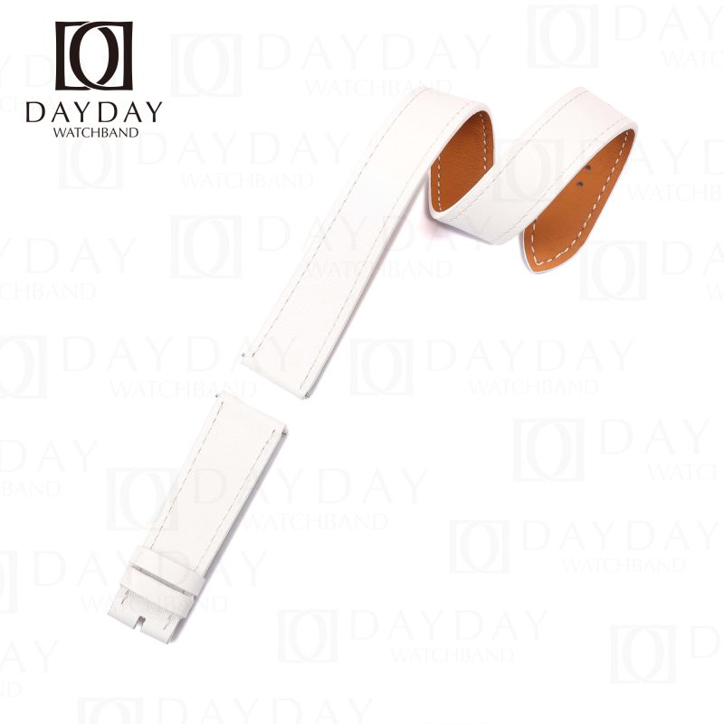 Custom handmade White leather double tour watch strap replacement for Hermes Cape cod, Heure H, Arceau watch (1)