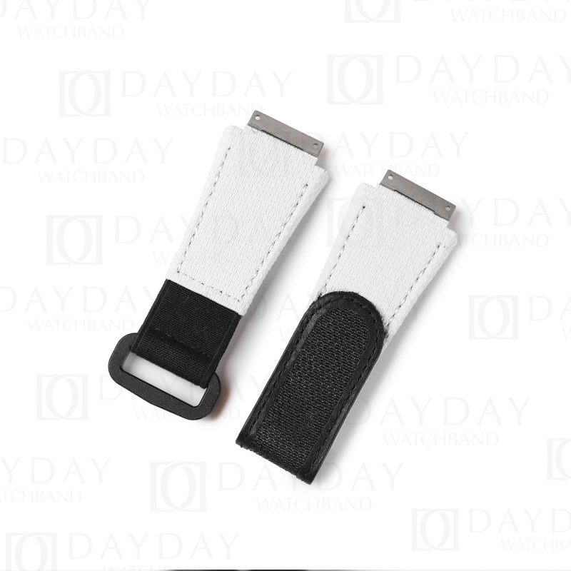 Custom handmade White rubber nylon canvas watchbands for Richard Miller strap