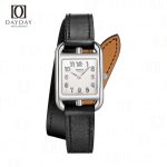 Custom handmade black Epsom leather double tour watch strap replacement for Hermes Cape cod, Heure H, Arceau watch (2)