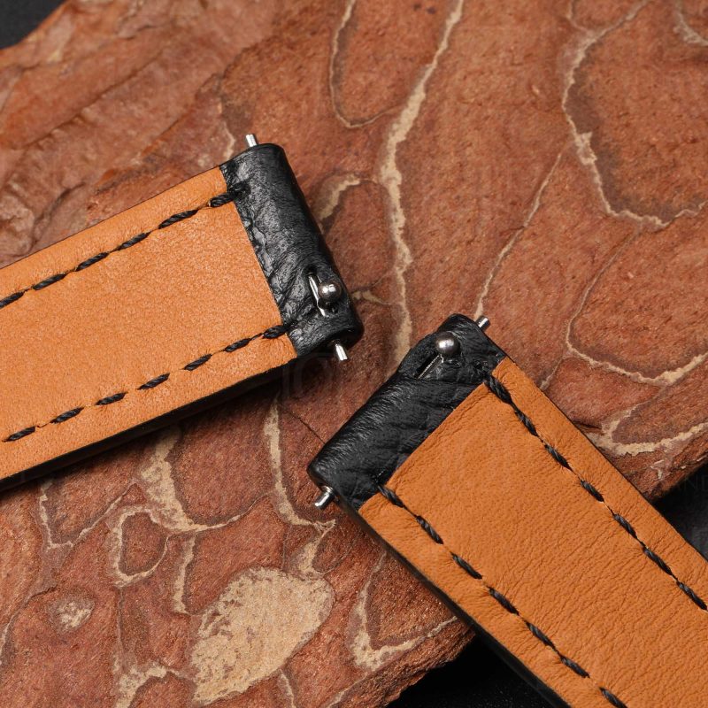 Custom handmade double tour epsom Black leather strap replacement watch band for Hermes Cape cod, Heure H, Arceau watch (3)