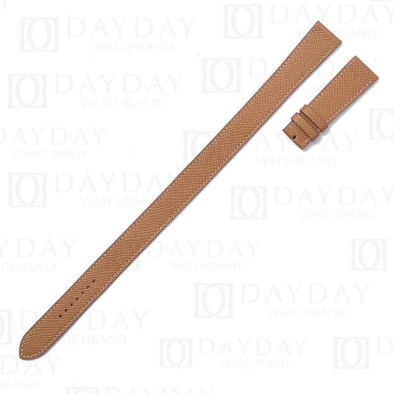 Custom handmade double tour epsom brown leather strap replacement watch band for Hermes Cape cod, Heure H, Arceau watch
