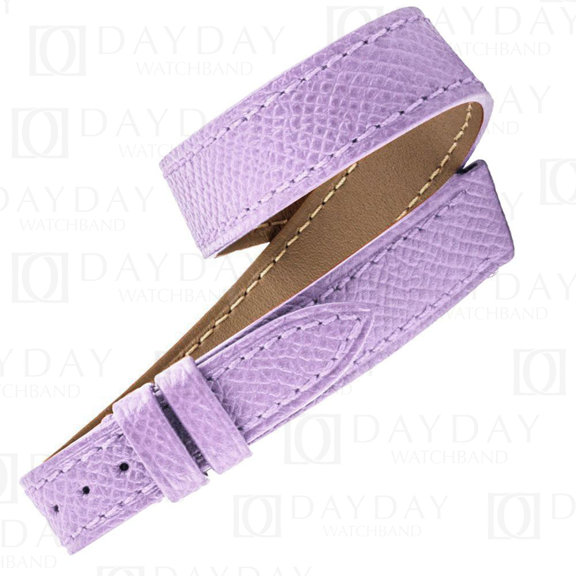 Custom handmade double tour epsom purple leather strap replacement watch band
