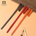 Custom handmade red black orange Epsom leather double tour watch strap replacement for Hermes Cape cod, Heure H, Arceau watch