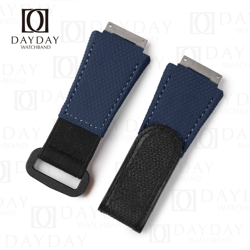 Custom handmade replacement Dark blue rubber nylon canvas watchband for Richard Miller strap replacement