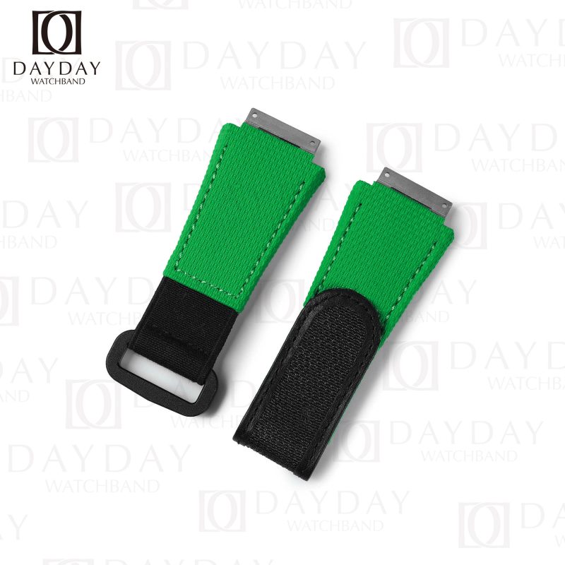 Custom handmade replacement Green rubber nylon canvas watchband for Richard Miller strap replacement