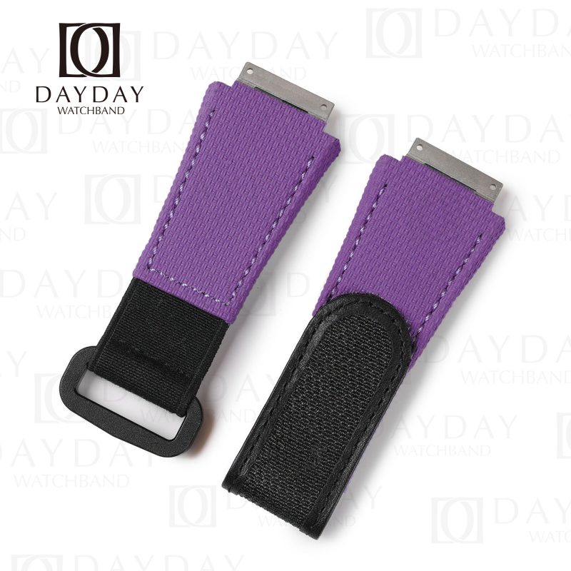 Custom handmade replacement Purple rubber nylon canvas watchband for Richard Miller strap replacement