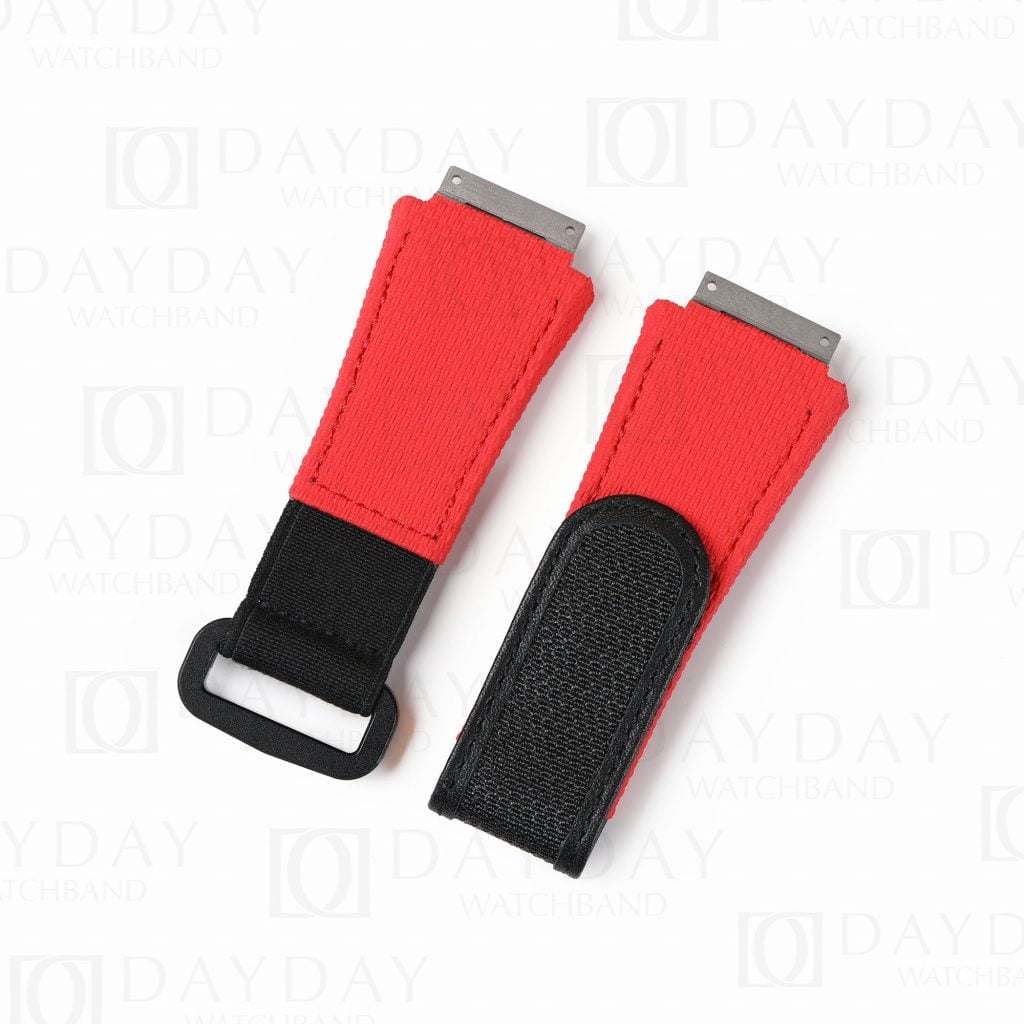 Custom handmade replacement Red rubber nylon canvas watchband for Richard Miller strap replacement