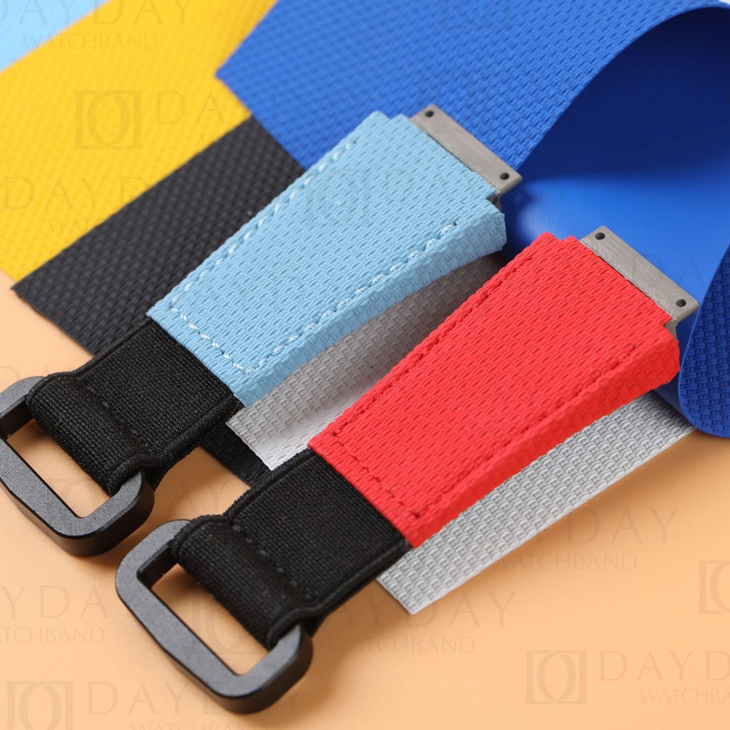 Custom handmade rubber nylon canvas watch bands for Richard Miller straps
