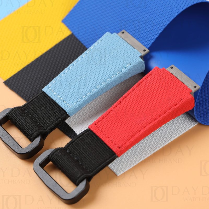 Custom handmade rubber nylon canvas watch bands for Richard Miller straps