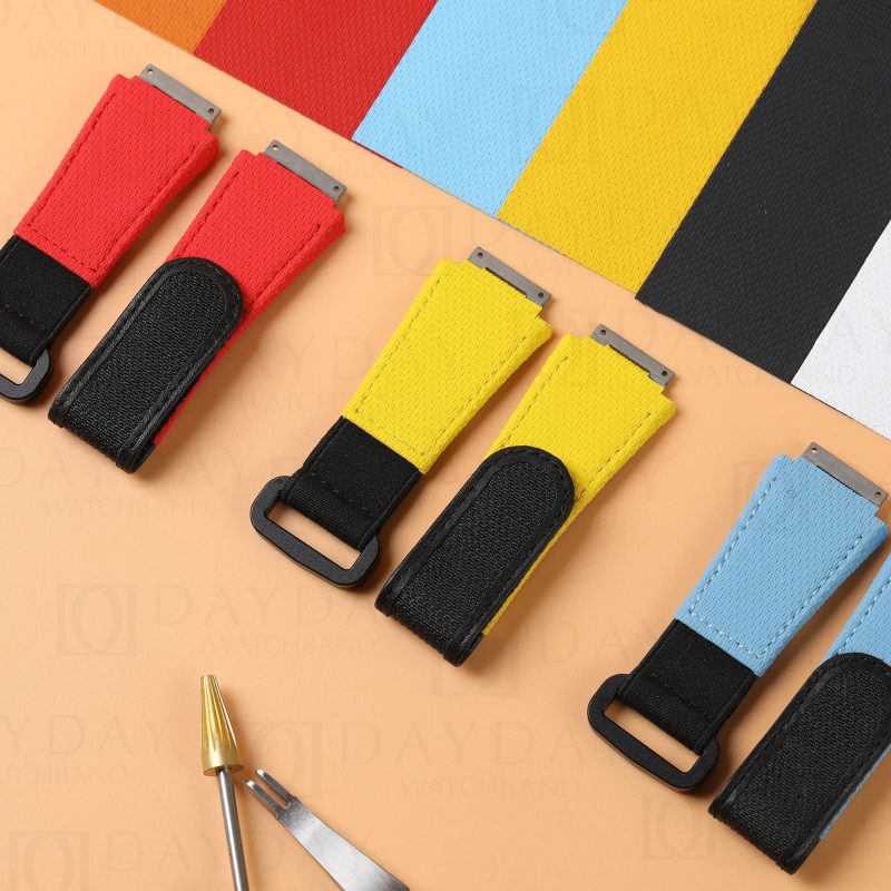 Custom handmade rubber nylon canvas watchbands for Richard Miller strap