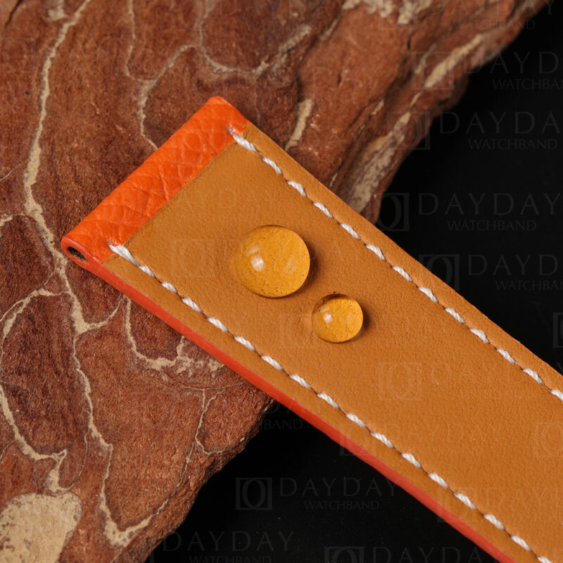 Custom handmade single tour replacement Epsom leather sport band watchband for Hermes Cape Cod Heure H leather strap (4)