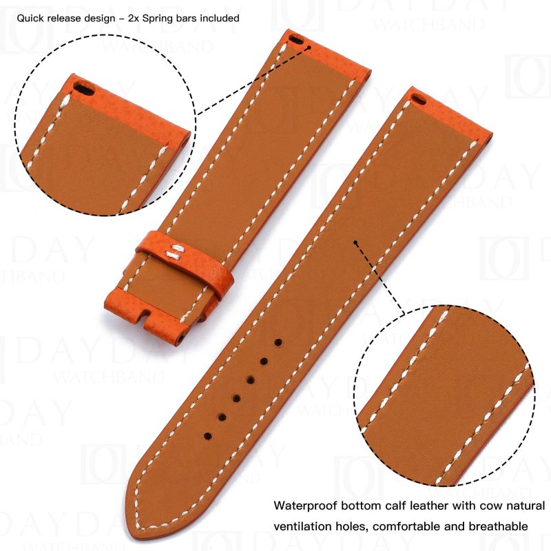 Custom handmade single tour replacement sport band watchband for Hermes Cape Cod Heure H leather strap