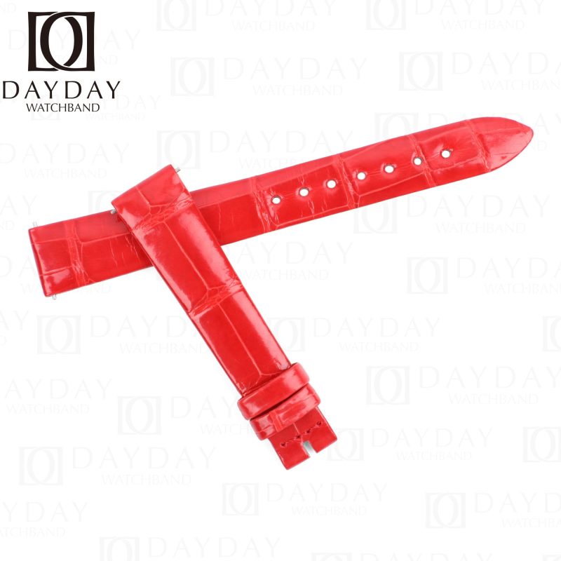 Custom replacement handmade orange crocodile leather watchband aftermarket for Jaeger LeCoultre JLC Rendez-Vous Reverso strap
