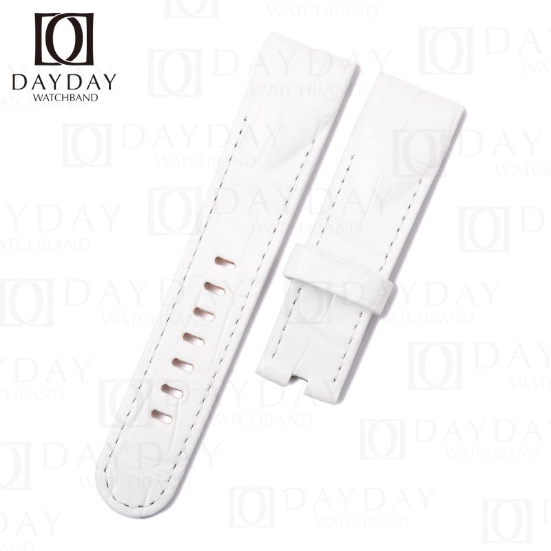 Custom replacement White alligator leather watchbands for Corum admirals cup straps aftermarket