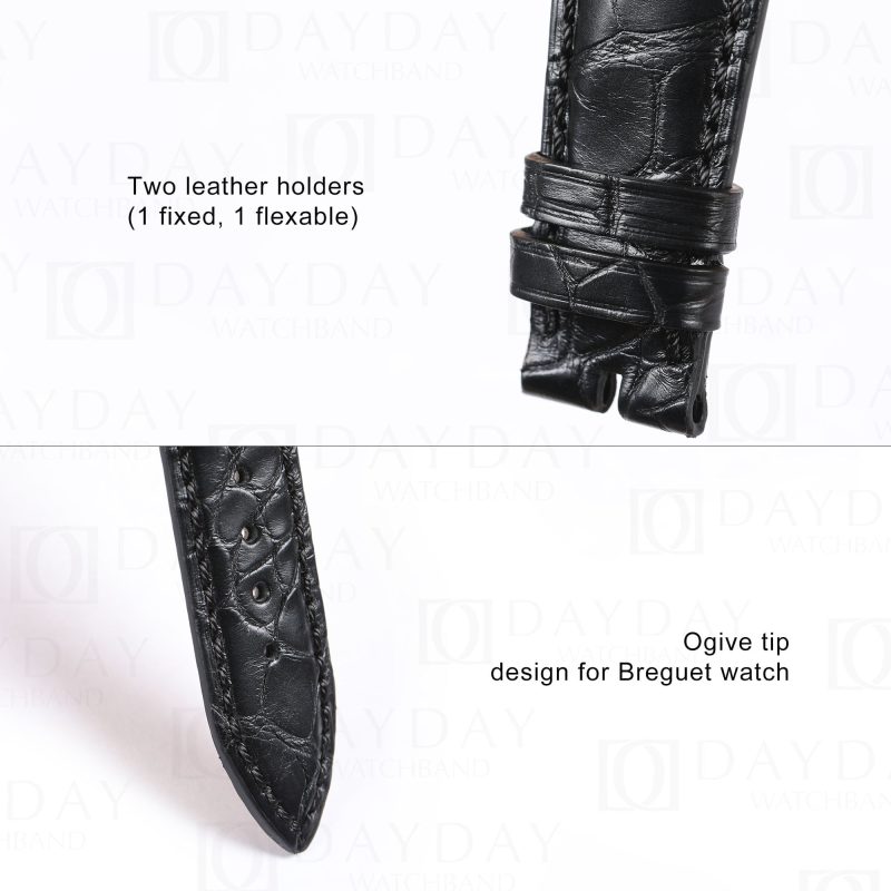 Custom replacement ailligator leather watchband for Breguet Tradition strap