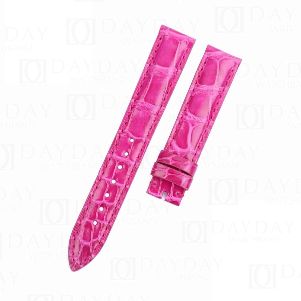 Custom replacement pink alligator leather watchband for Jaeger LeCoultre strap