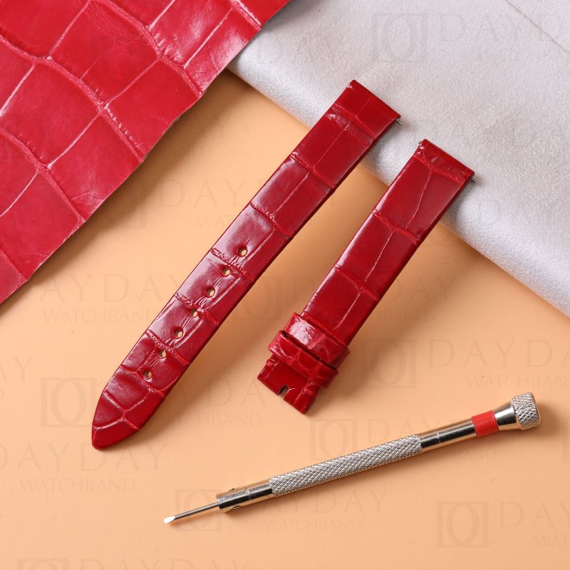 Custom replacement red alligator watchbands for Piaget Possession Women strap