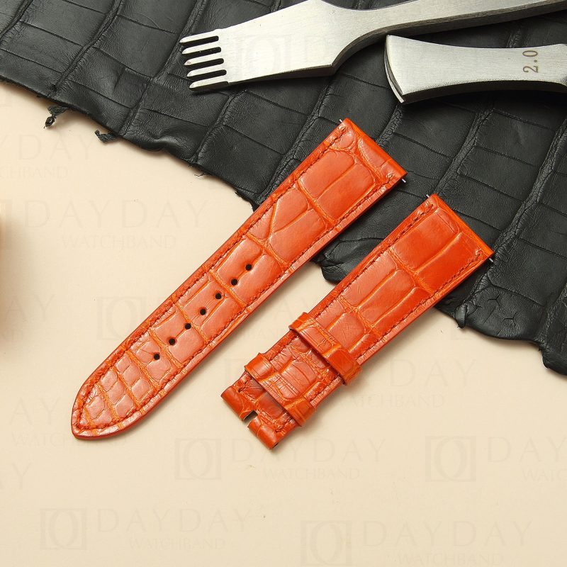 Custom single tour alligator leather strap replacement for Hermes Cape cod Heure H single watchbands