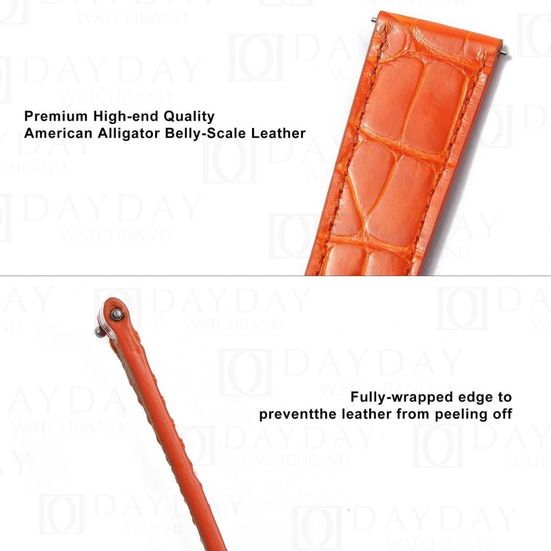 Custom single tour alligator leather strap replacement for Hermes Cape cod Heure H single watch band