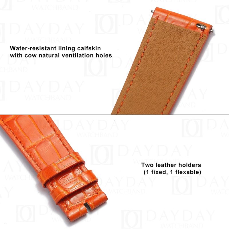 Custom single tour alligator leather strap replacement for Hermes Cape cod Heure H single watch band