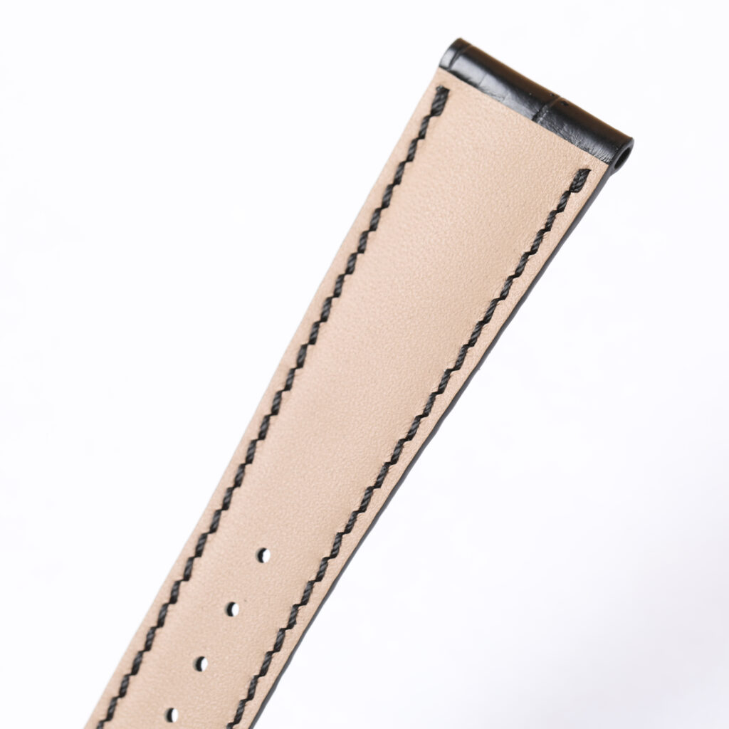 Light beige watch band with stitchingGenuine full grain calfskin lining for Breguet Tradition watch band, sweat resistant breathable soft underside