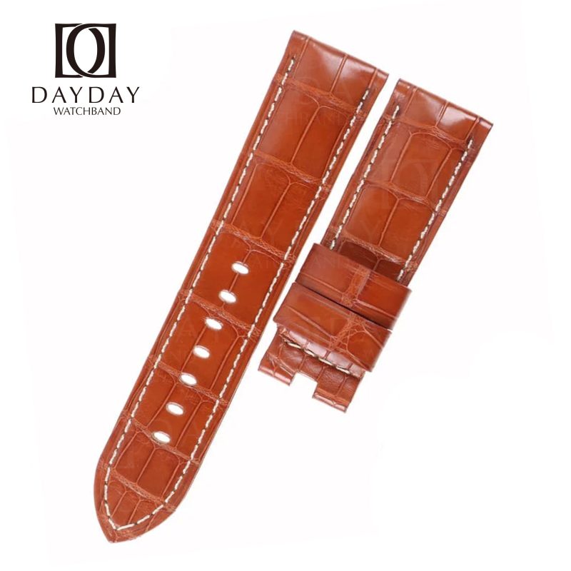 Handmade Alligator Crocodile Brown leather straps for Panerai replacement watch band