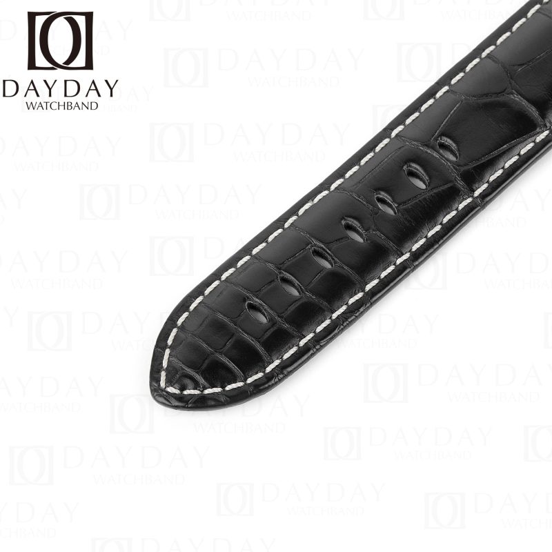 Handmade Alligator Crocodile black leather straps for Panerai replacement watch band