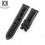 Handmade Alligator Crocodile black leather straps for Panerai replacement watch band