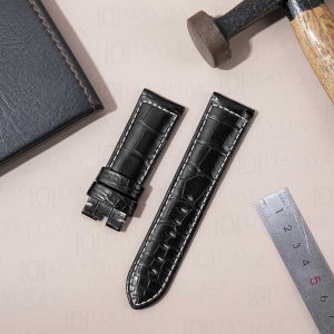 Handmade Alligator Crocodile black leather strap for Panerai replacement watch band