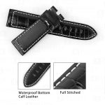 Handmade Alligator Crocodile black leather strap for Panerai replacement watch band