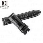 Handmade Alligator Crocodile black leather strap for Panerai replacement watch bands