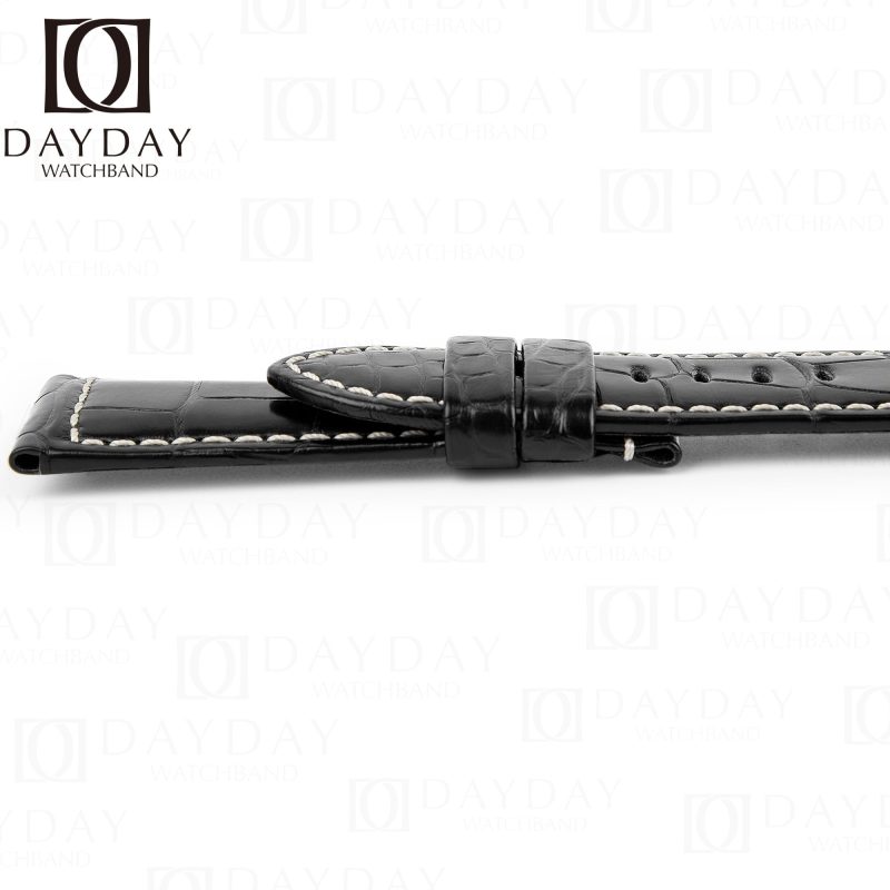 Handmade Alligator Crocodile black leather straps for Panerai replacement watchbands