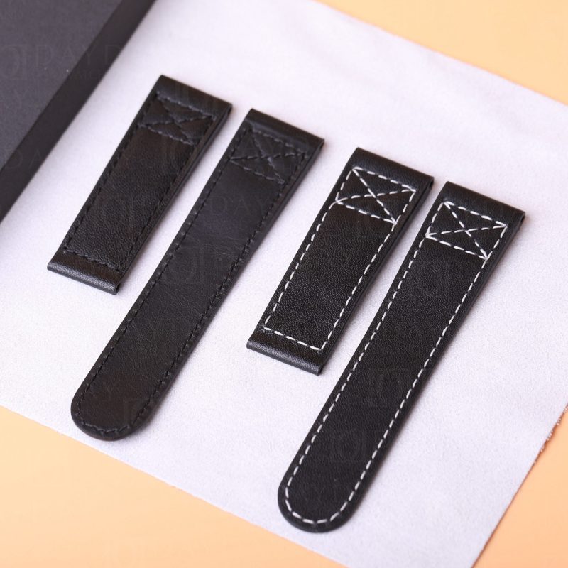 Handmade Black Leather Straps for Oris Aviation BC4 watchbands 20mm 21mm 22mm