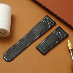 Handmade Black Leather Straps for Oris Aviation BC4 watchbands 20mm 21mm 22mm
