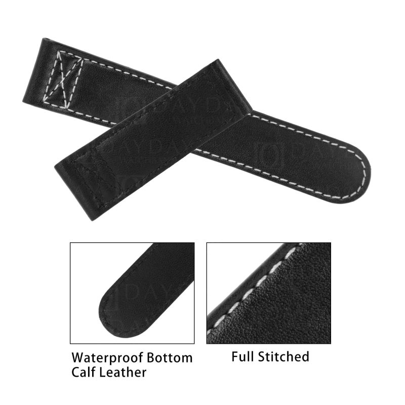 Handmade Black Leather Straps for Oris Aviation BC4 watchband 20mm 21mm 22mm