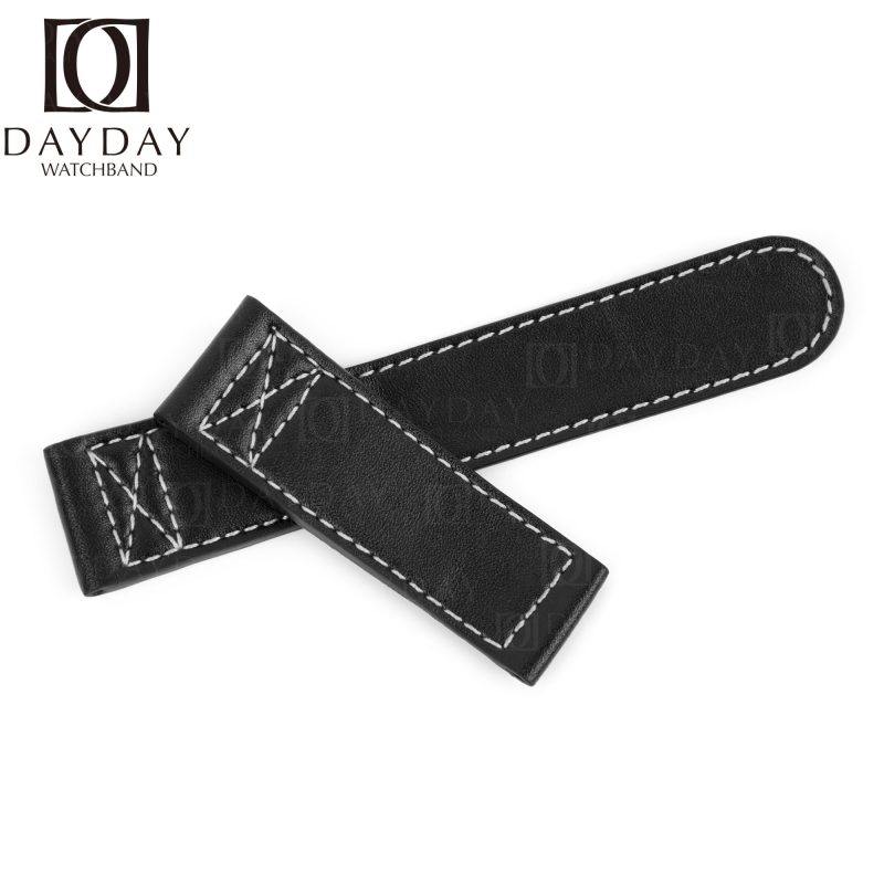 Handmade Black Leather Straps for Oris Aviation BC4 watchband 20mm 21mm 22mm